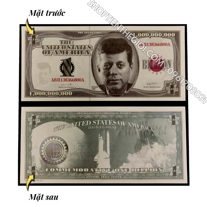 Tiền Lưu Niệm 1 Tỷ USD Hình Tổng Thống Kennedy Dạ Quang - SP005970